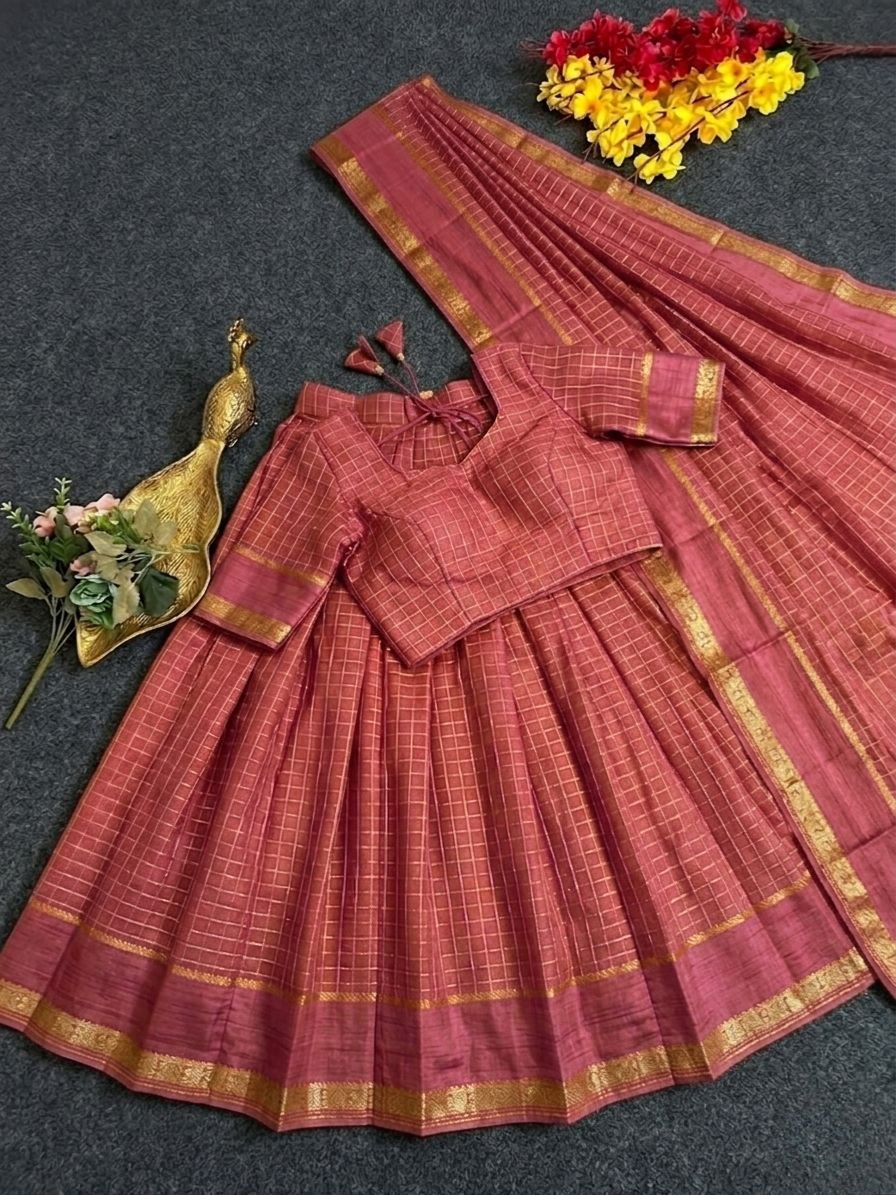 Pure viscose georgette checks lehenga
