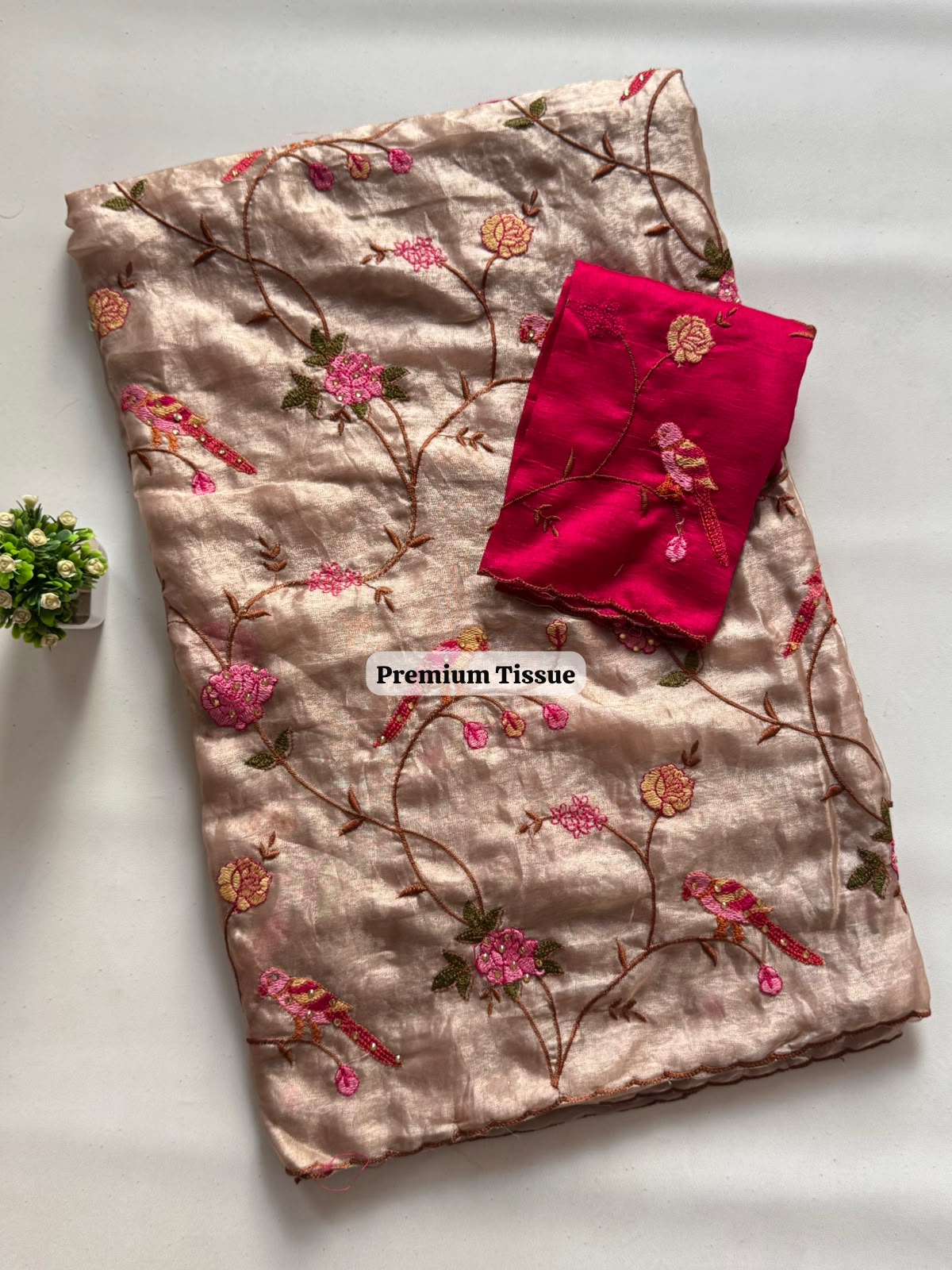 Tissue sartin designer saree ✨