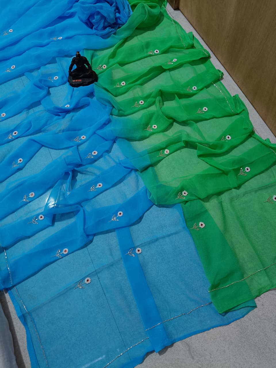Multi shades half pure shiffon sarees