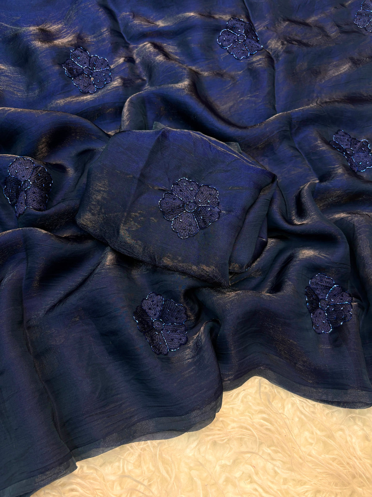 Space satin  work sarees✨
