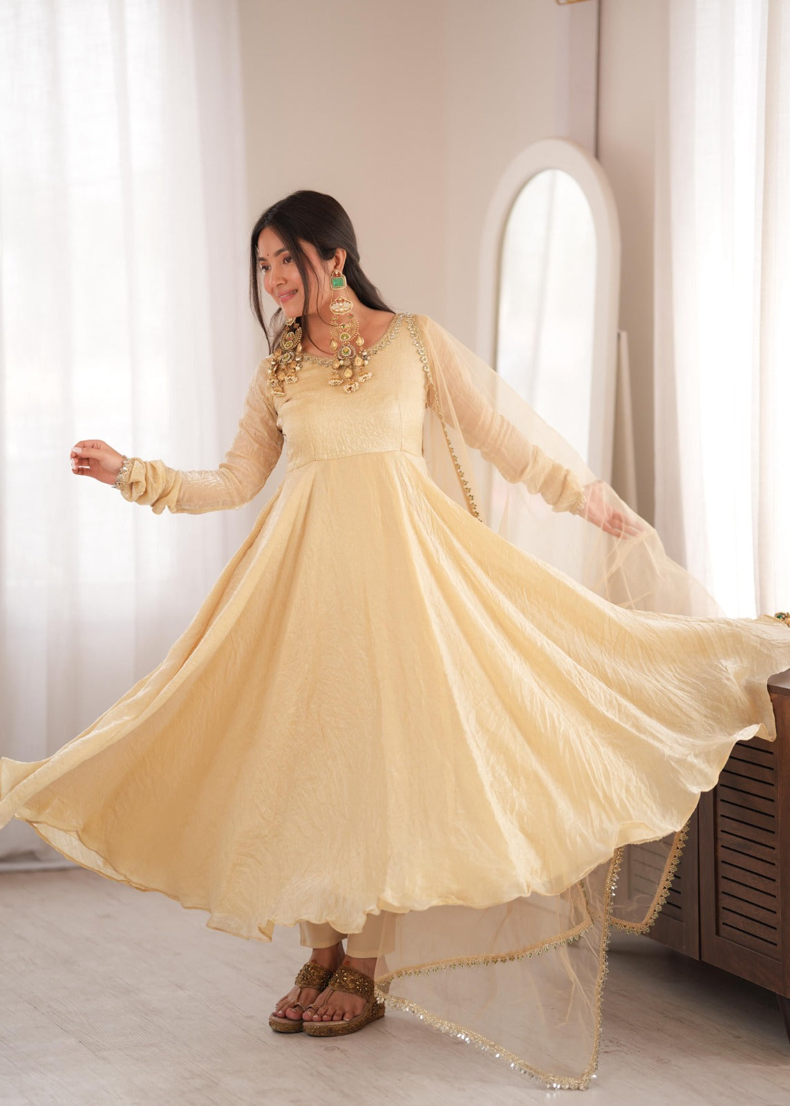 Crush mirror work anarkali suit ✨