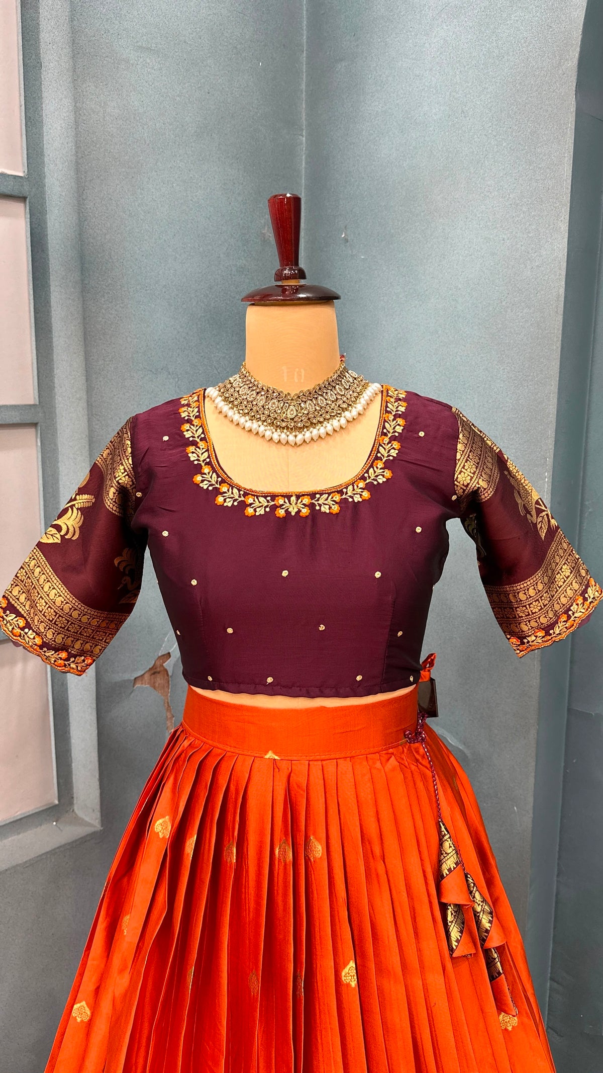 Full stiched Kanjivaram silk Lehenga