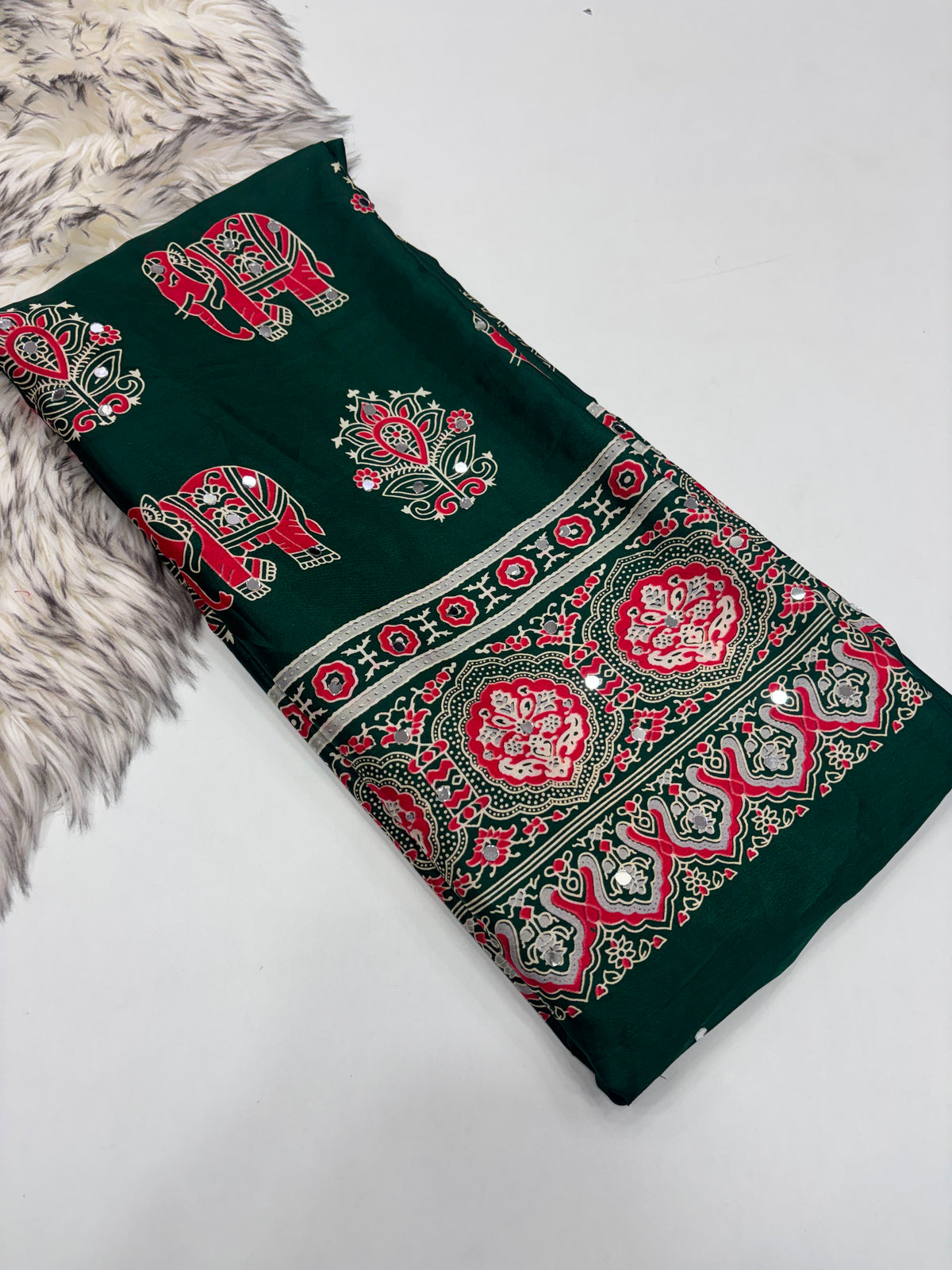 Pure Ajrakh Satin Viscose Silk Saree