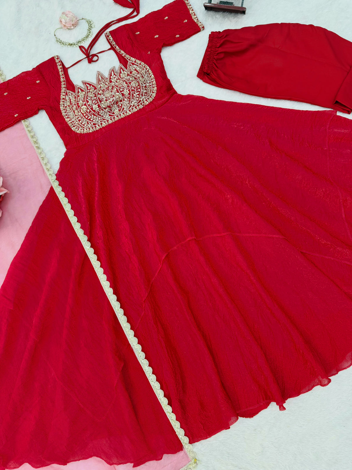 Lotus 🪷 cut work Gown with duppatta ✨