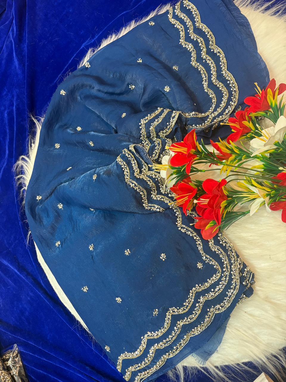 Rose 🌹 3 lines heavy designer saree ✨