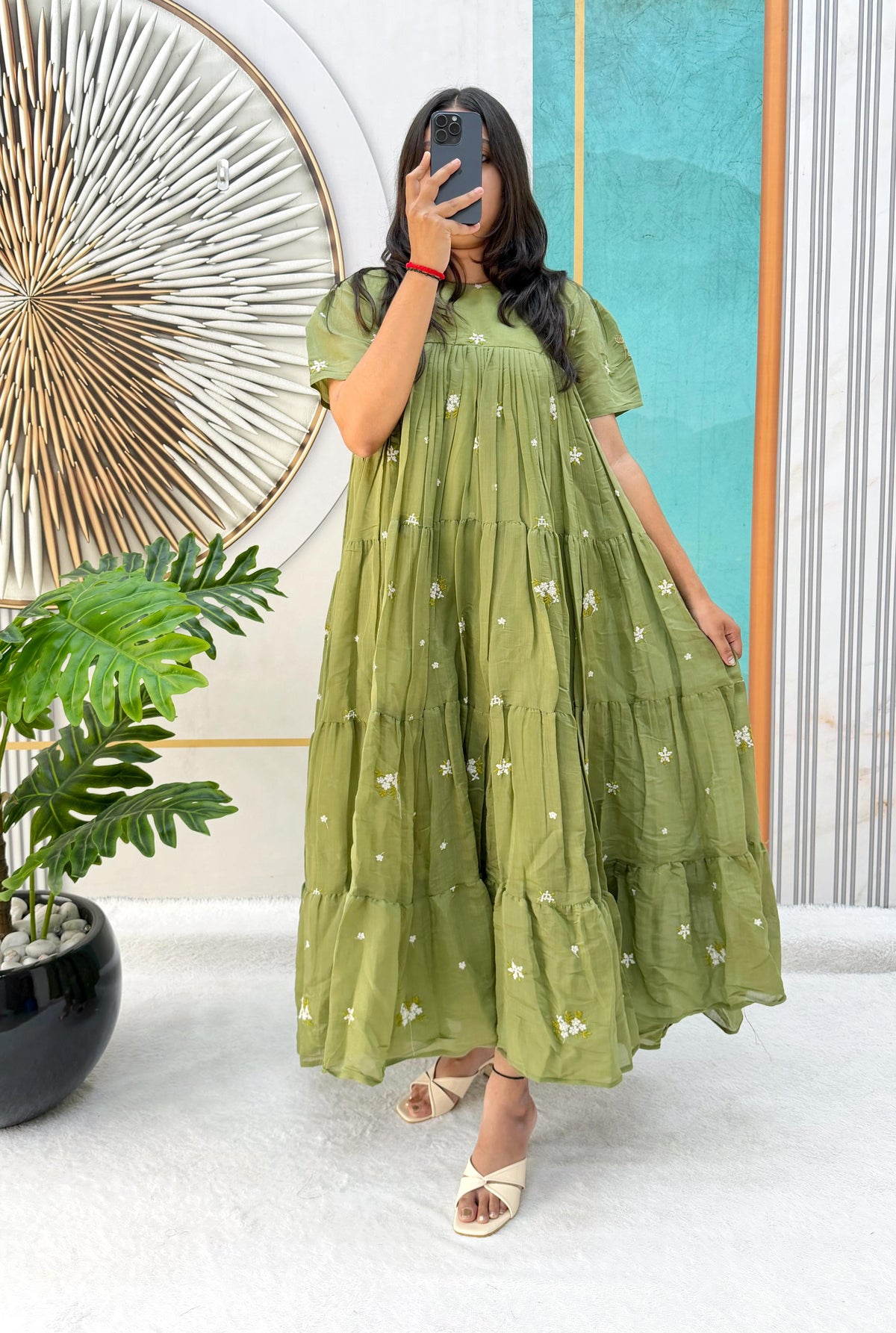 Mull cotton chenderi midi gown