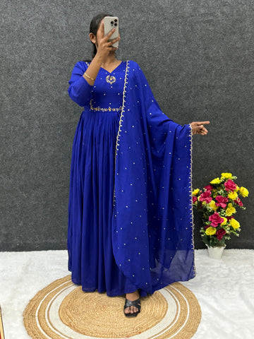 Vichitra silk anarkali suit ✨