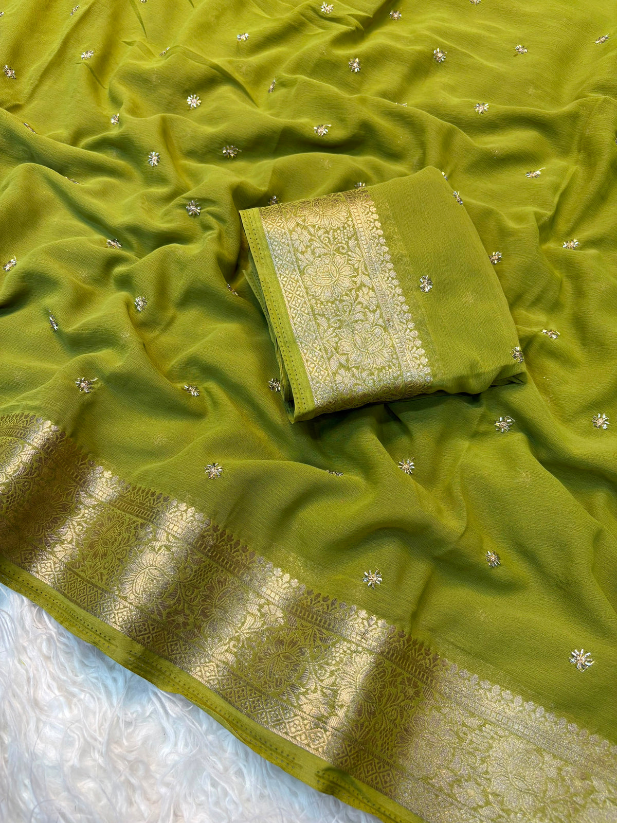 Shiffon beads work saree ✨