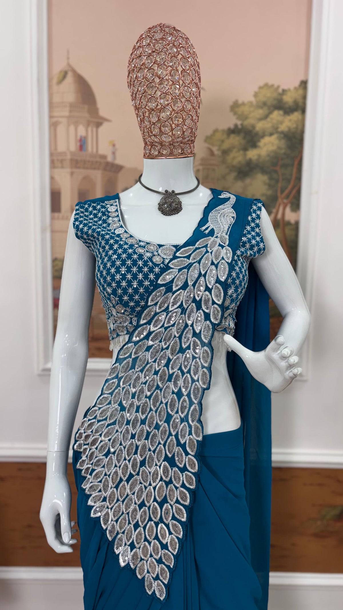 peacock design 1 min saree