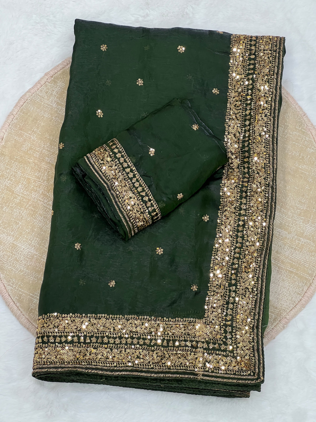 Space silk sequence work C-pallu designer saree ✨