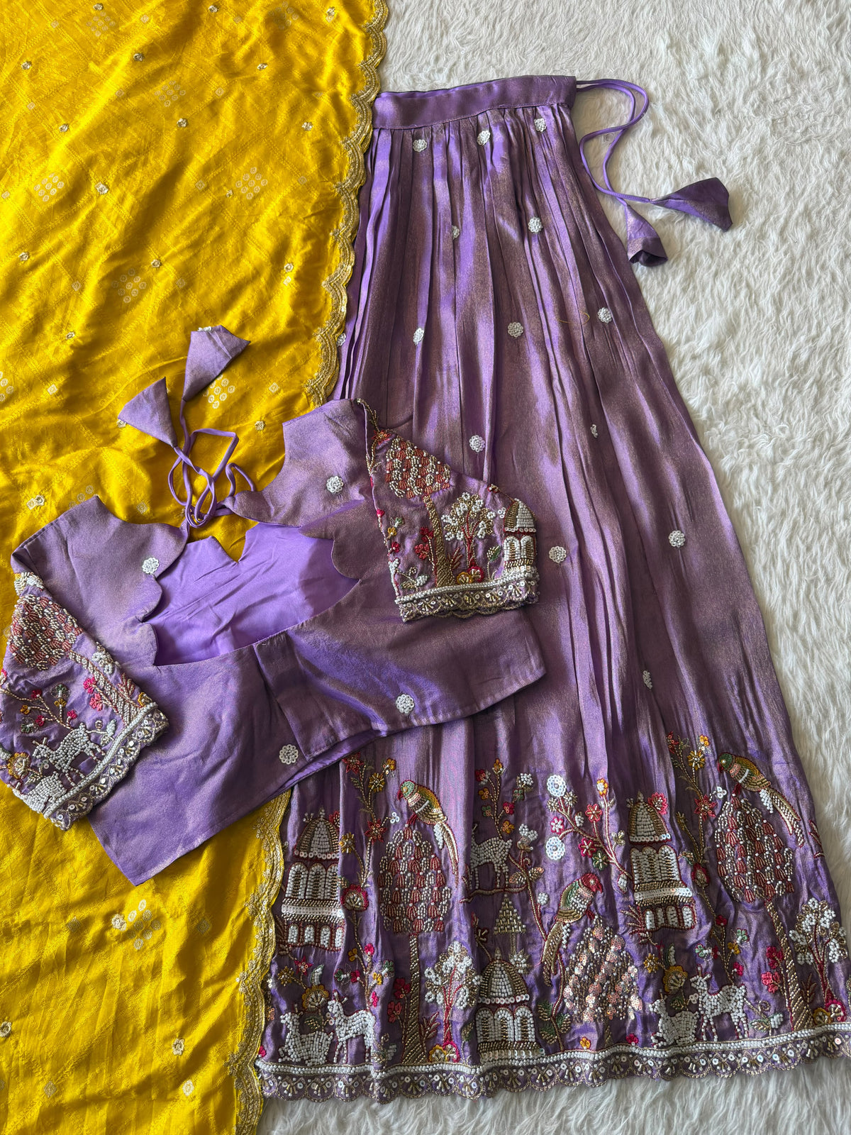 Viscose tissue fully stitched lehenga