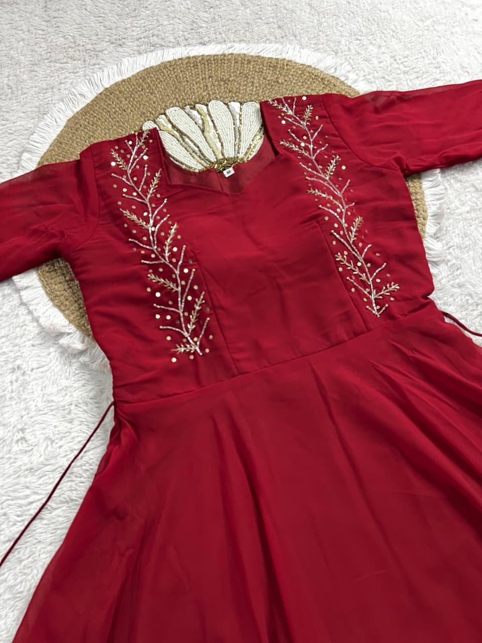 Blooming georgette maggam work gown