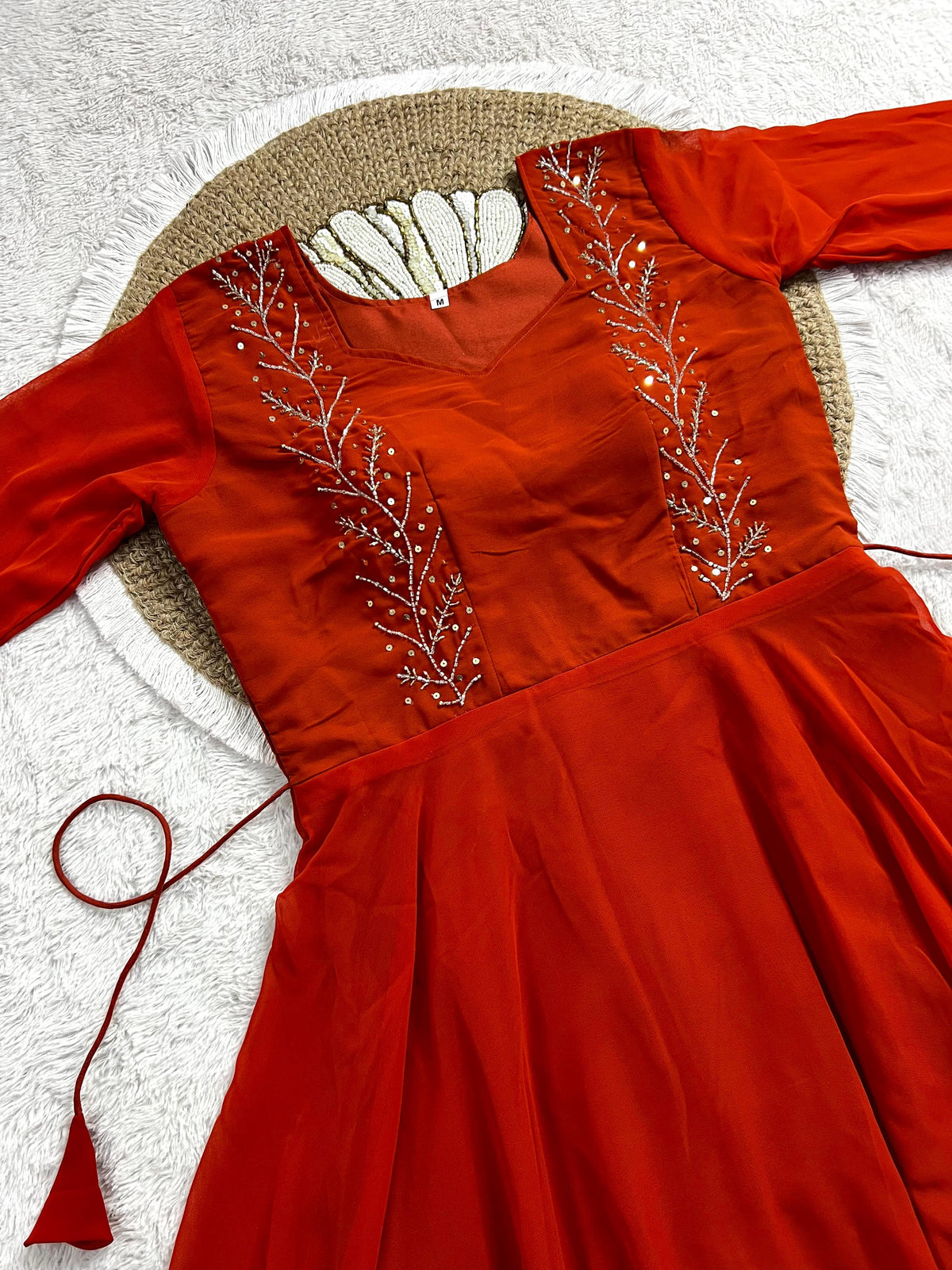 Blooming georgette maggam work gown