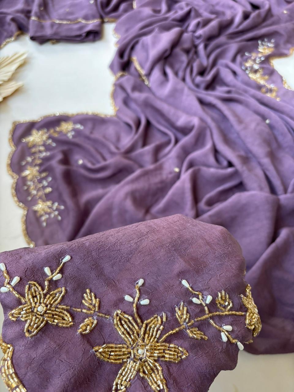 Premium rangoli crush silk designer saree ✨
