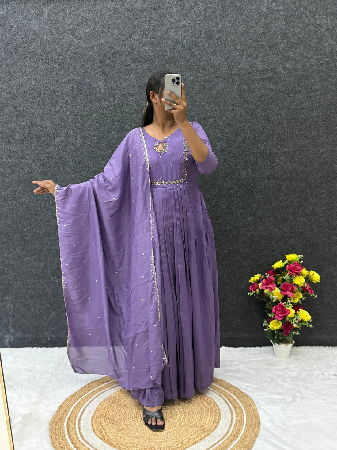 Vichitra silk anarkali suit ✨
