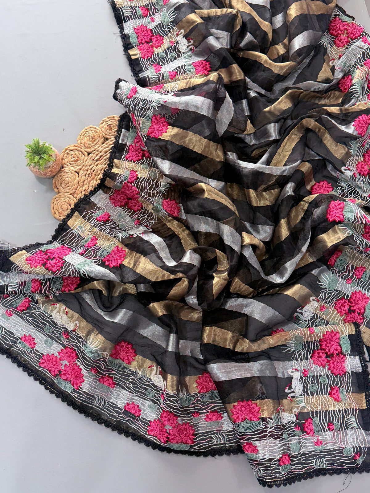 Soft organza tissue designer saree