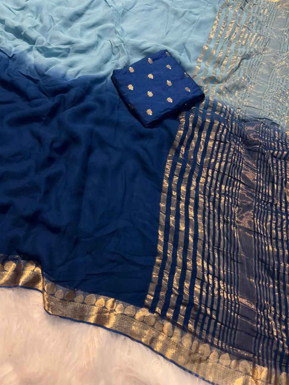 Dual shade viscose saree
