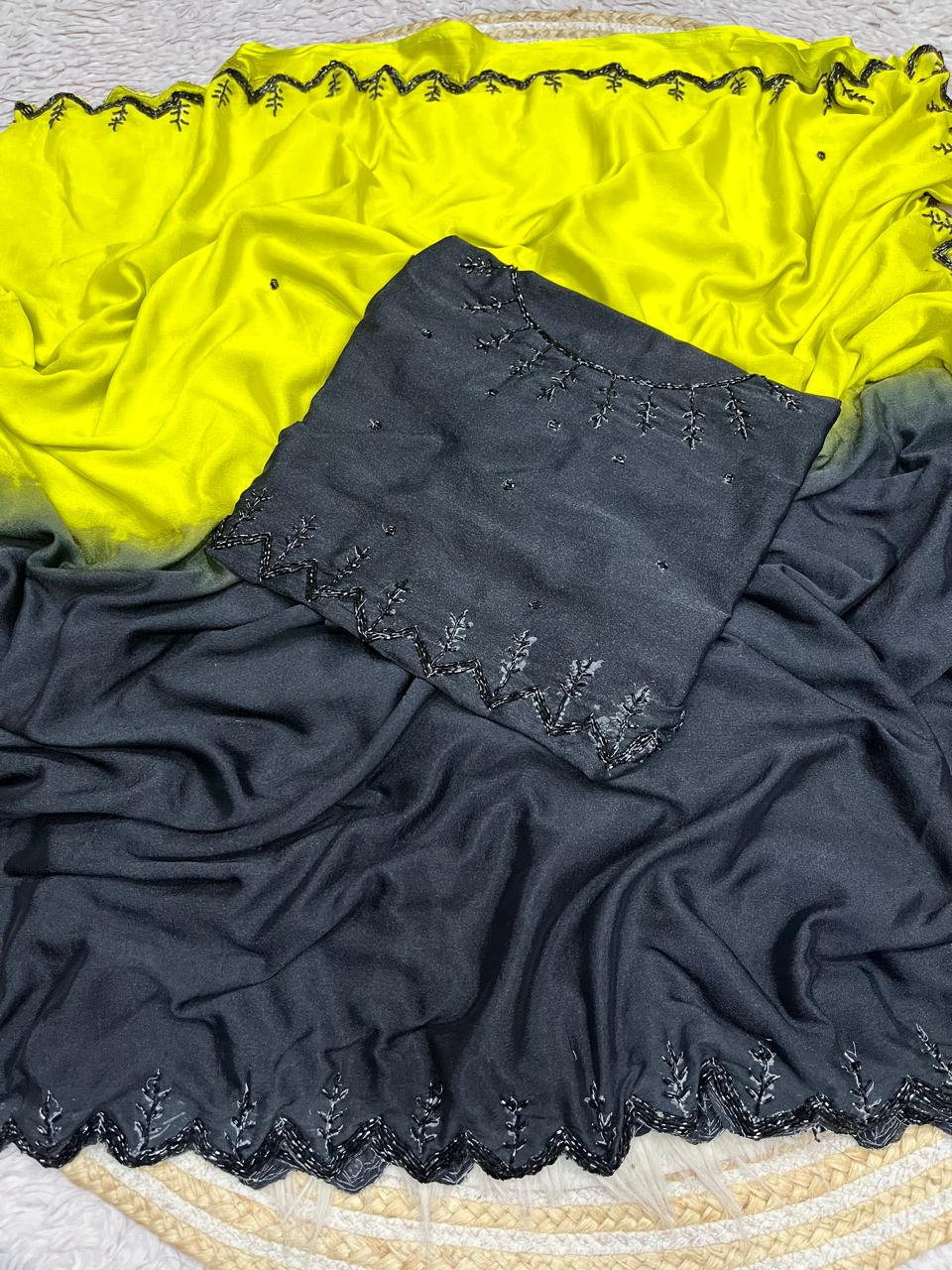 Dual shade Viscose chinnon saree