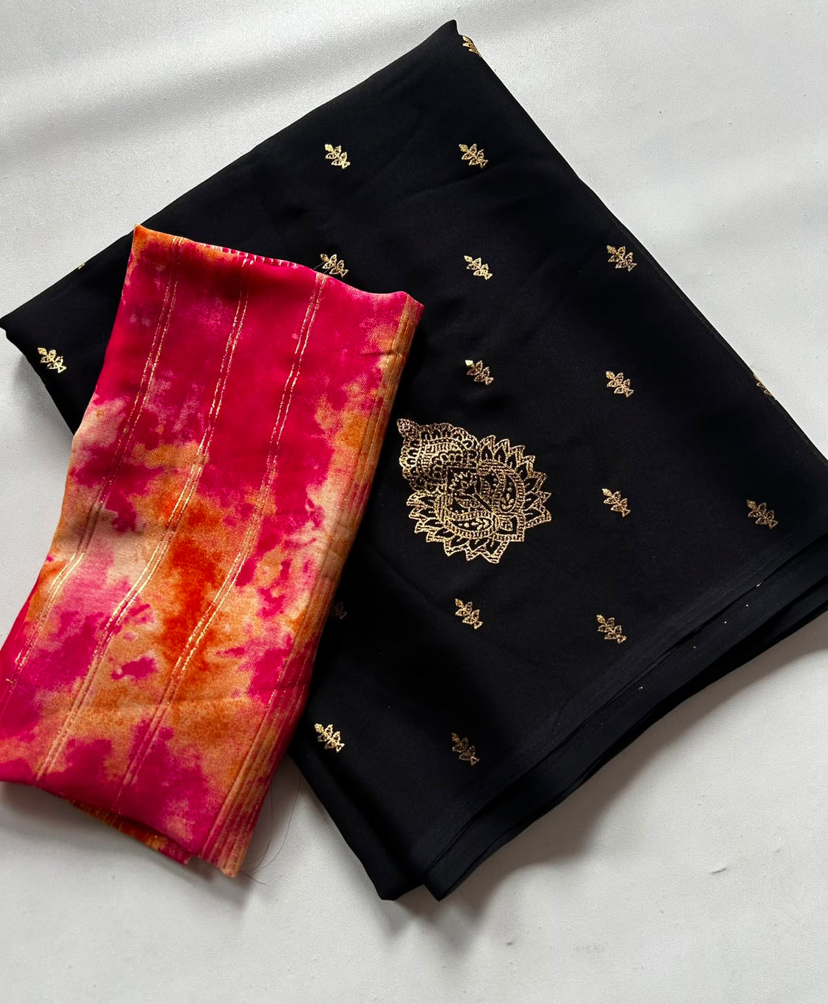 Moss shiffon foil print saree ✨