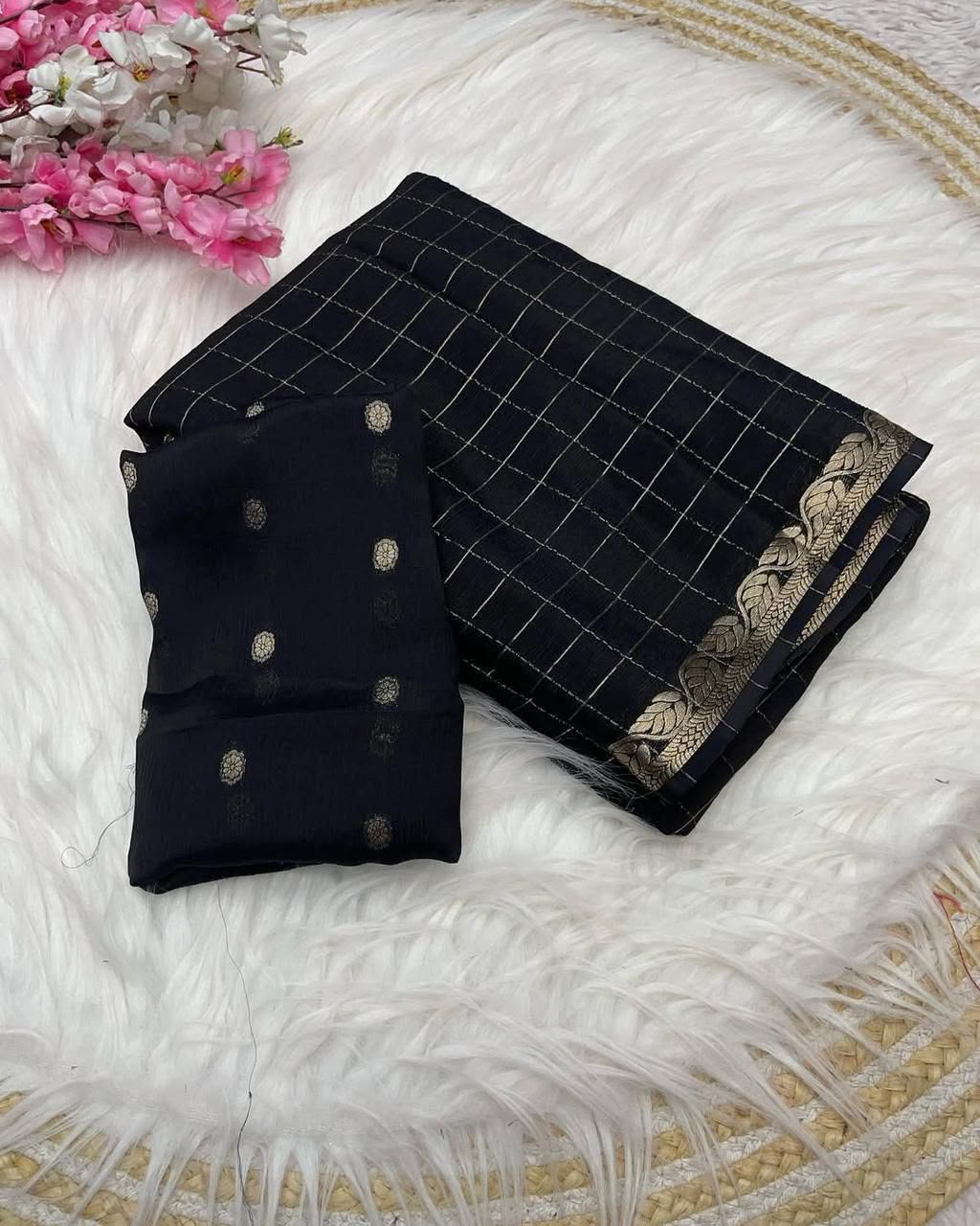 Viscose check saree✨