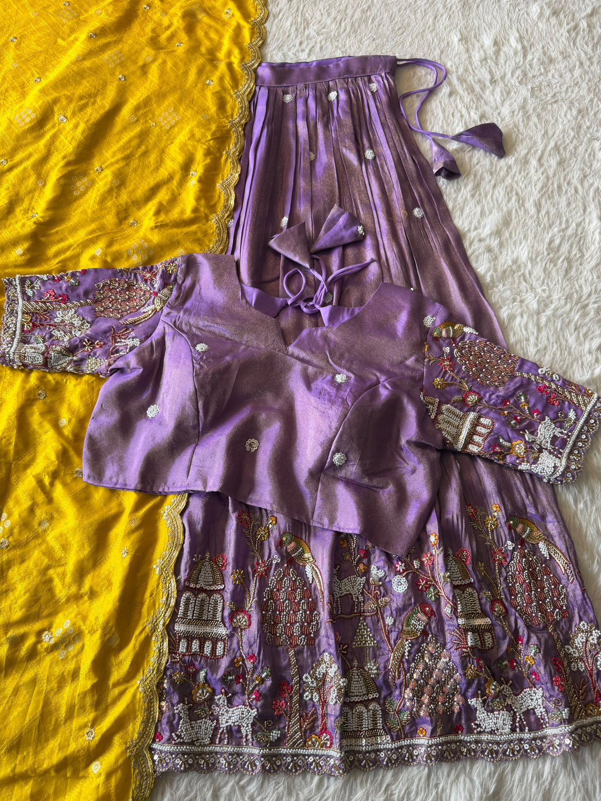 Viscose tissue fully stitched lehenga