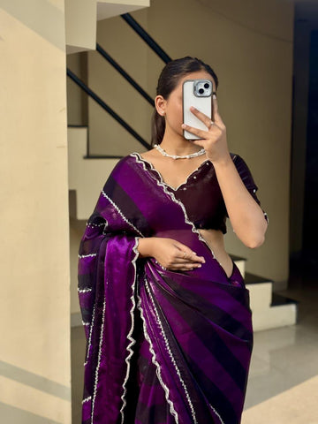 Fendy silk cutdana work saree