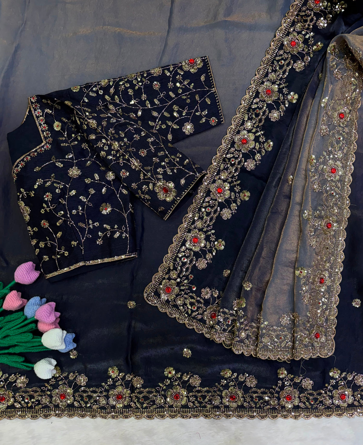 Designer dual shade saree✨