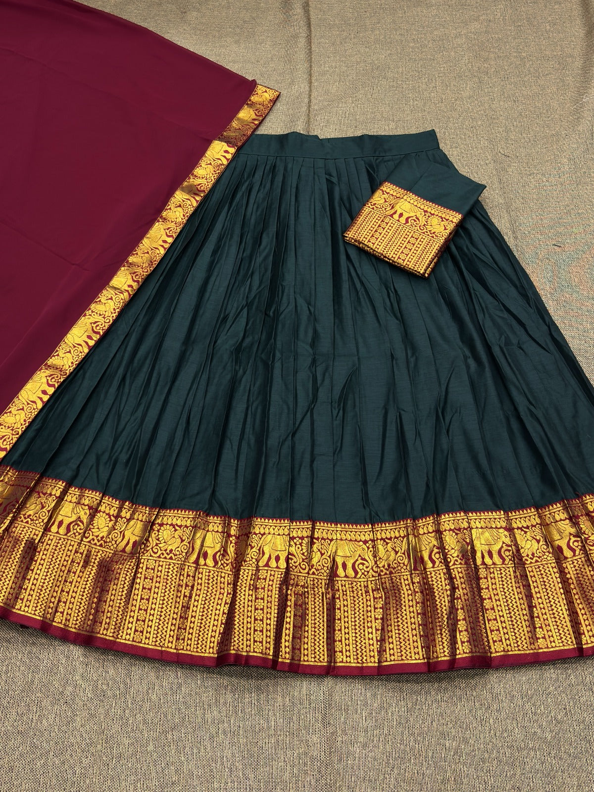 Vintage look kanjivaram silk lehengas