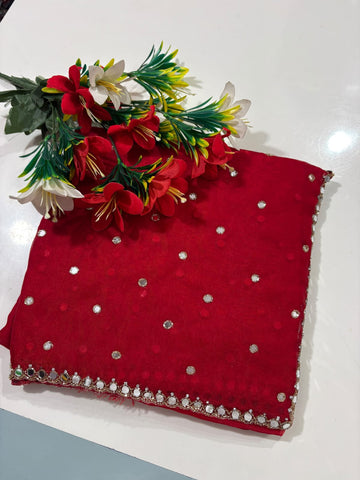 Space silk mirror work saree