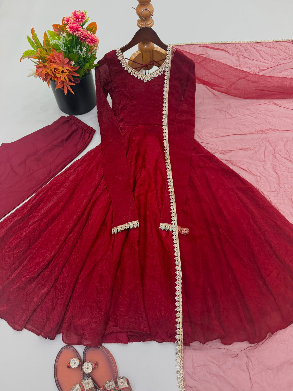 Crush mirror work anarkali suit ✨