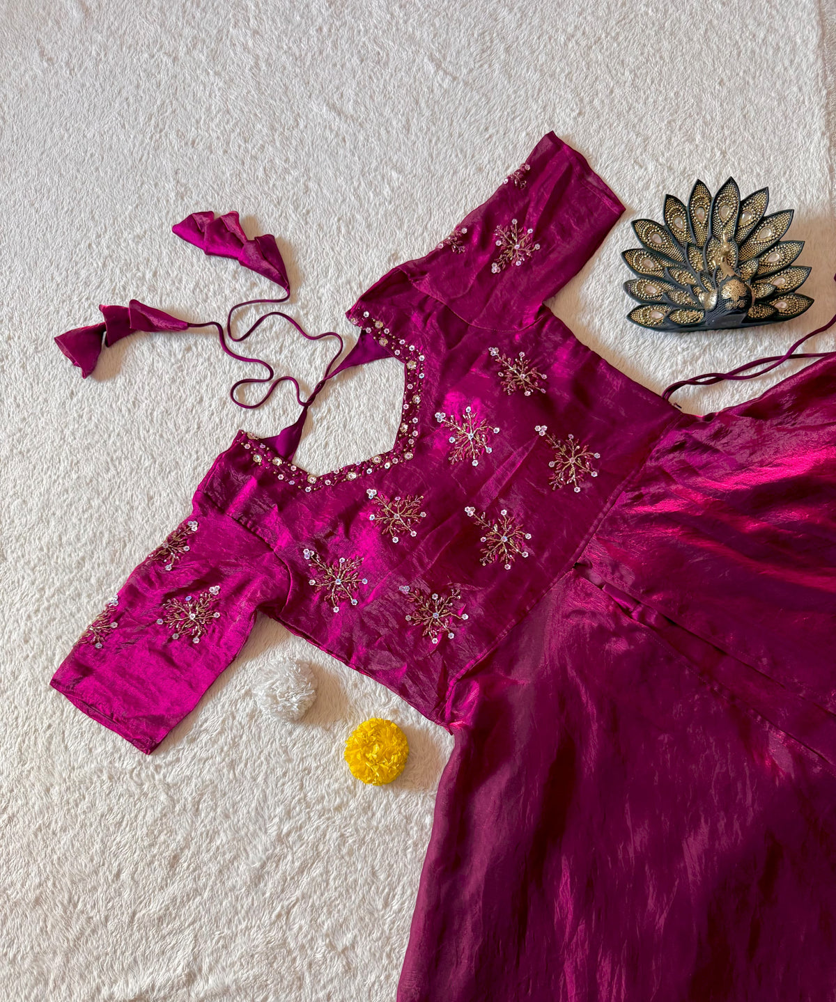 Peplum style Designer maggam worked lehengas