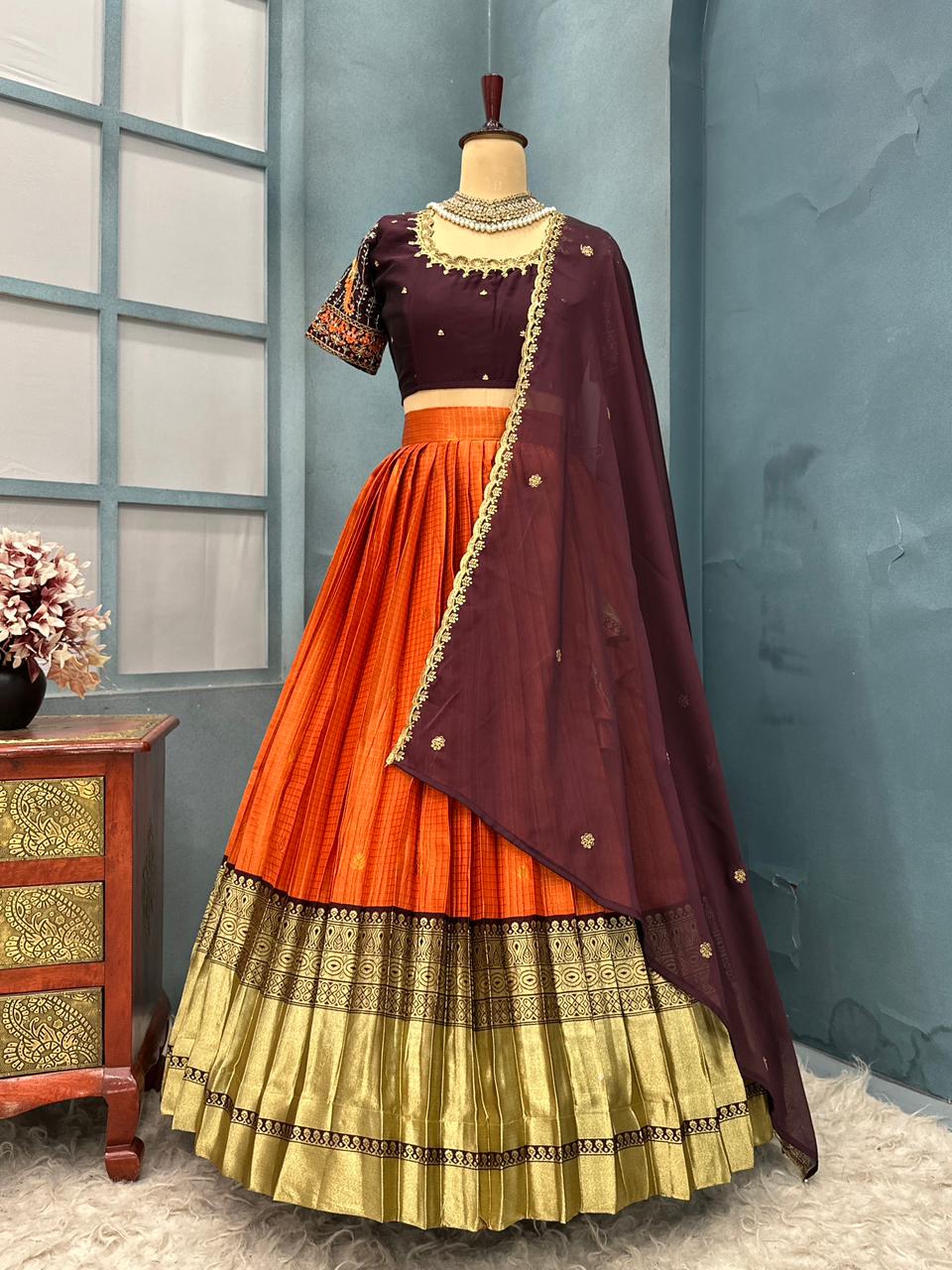 Pure kanjivaram silk lehenga