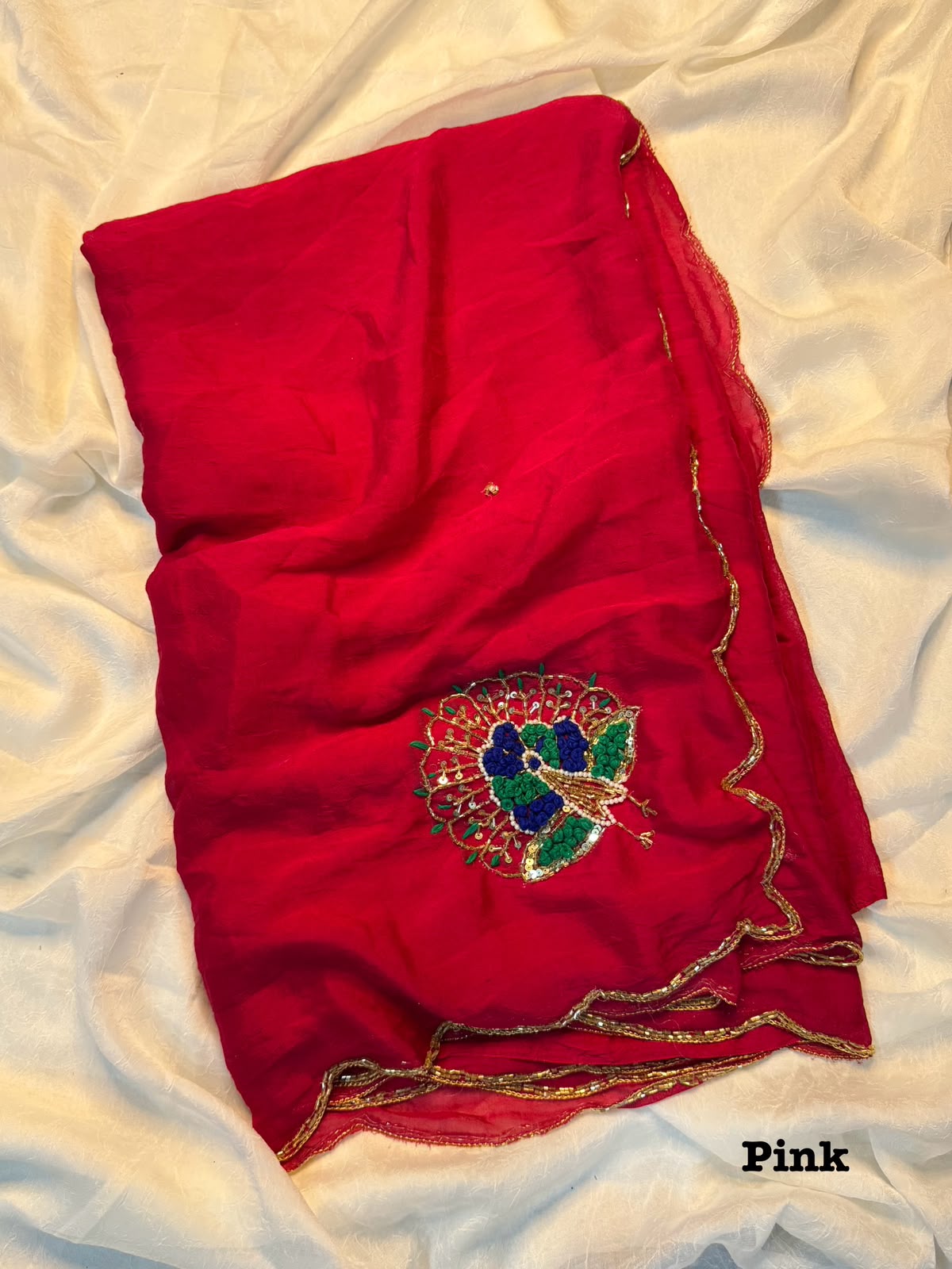 Soft rangoli crushed silk saree