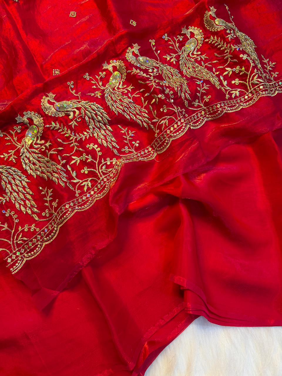 Peacock Two tone heavy space silk sarees