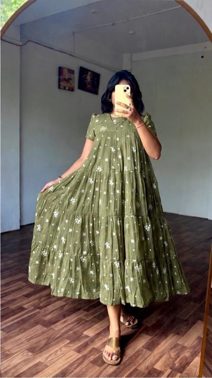 Mull chanderi full flare gown