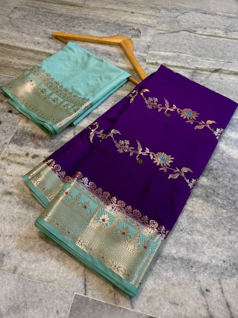Lahariya design benaresi katan silk saree ✨