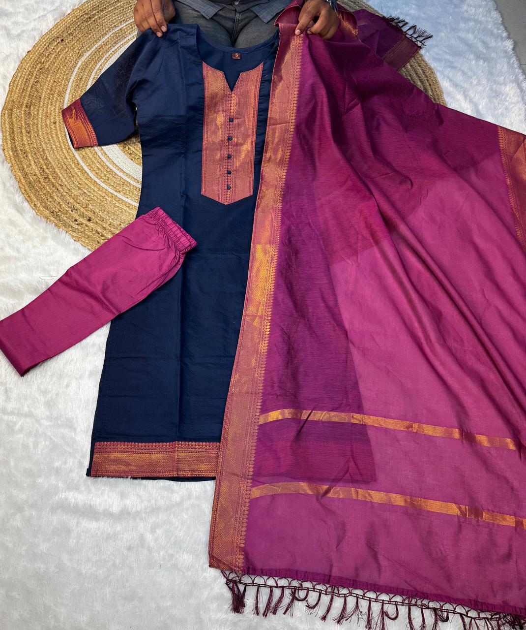 Mangalagiri silk cotton kurti set ✨