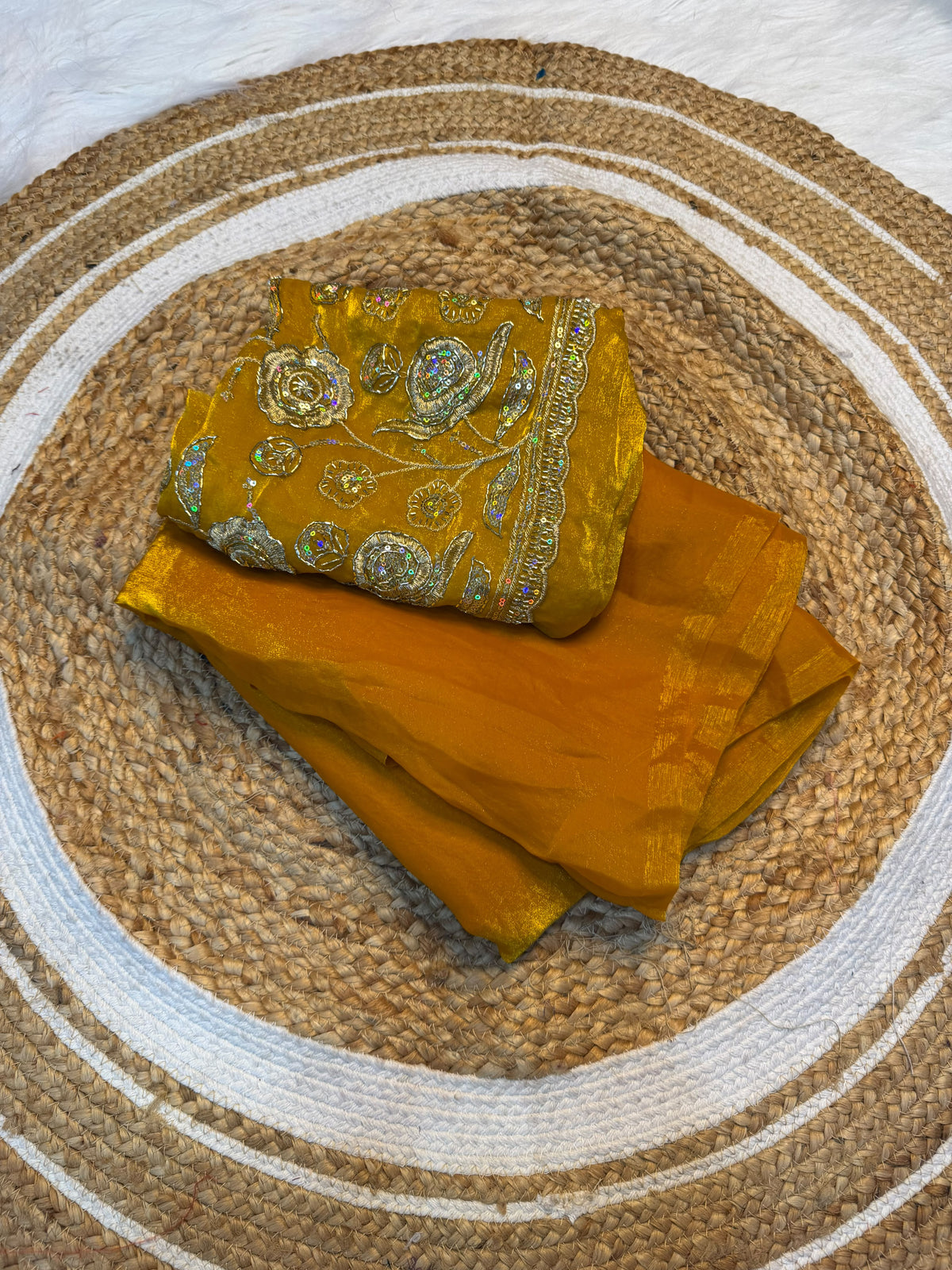 Space silk plain saree with  embroidery blouse