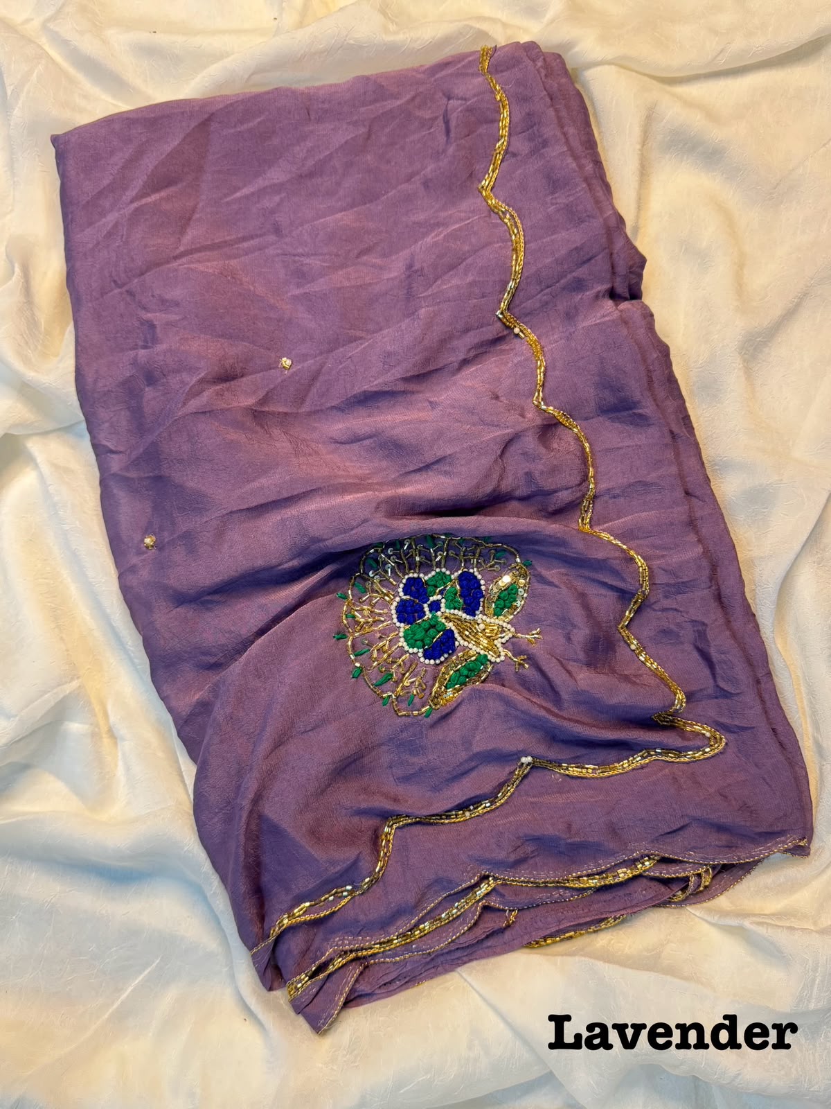 Soft rangoli crushed silk saree