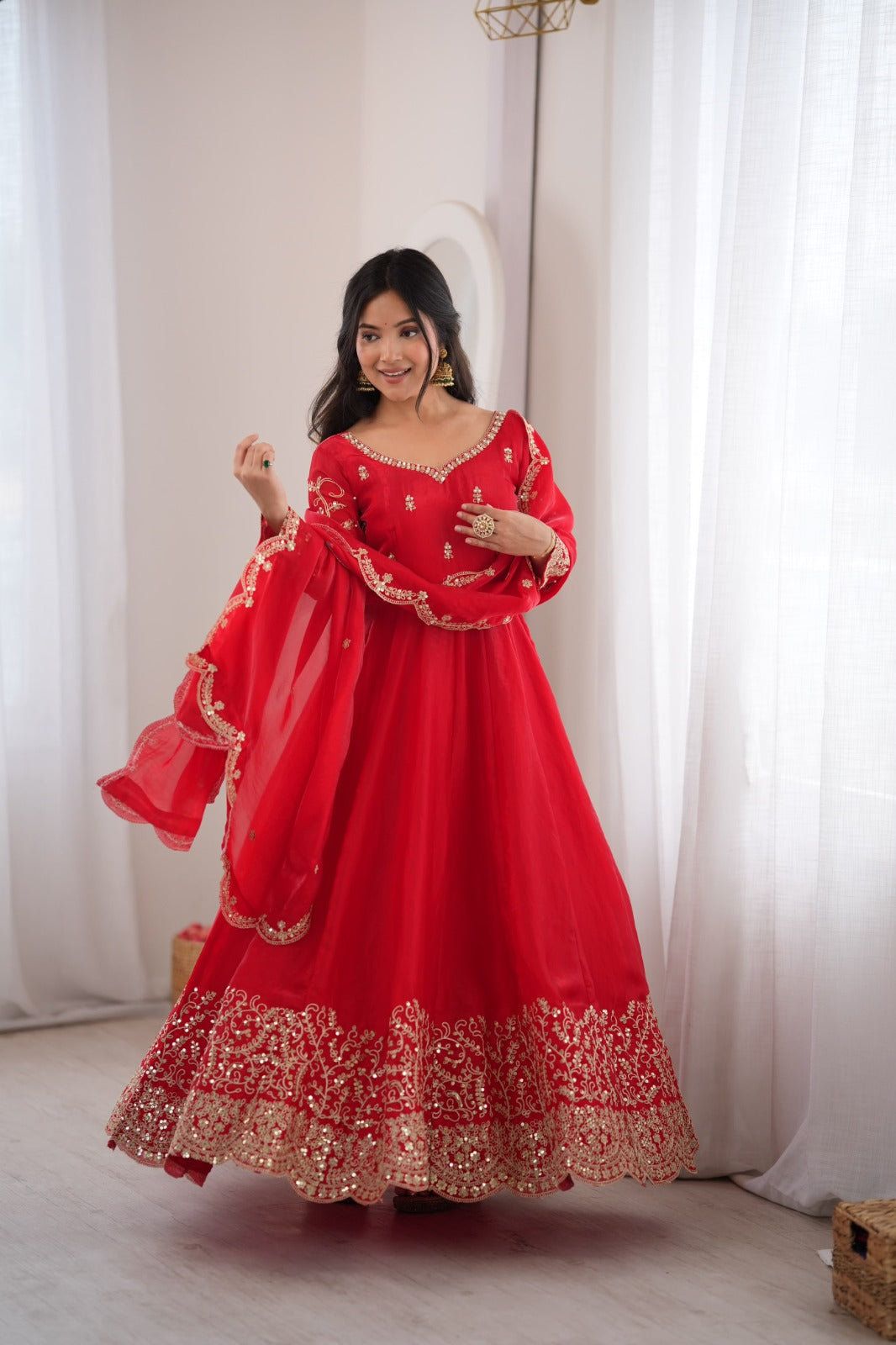 Space silk designer 3 piece anarkali suit ✨