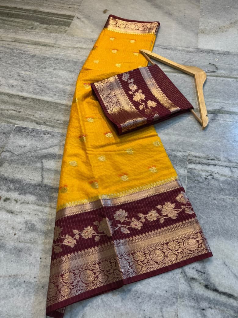 Banarasi Beautiful Check Warm Silk Soft Saree