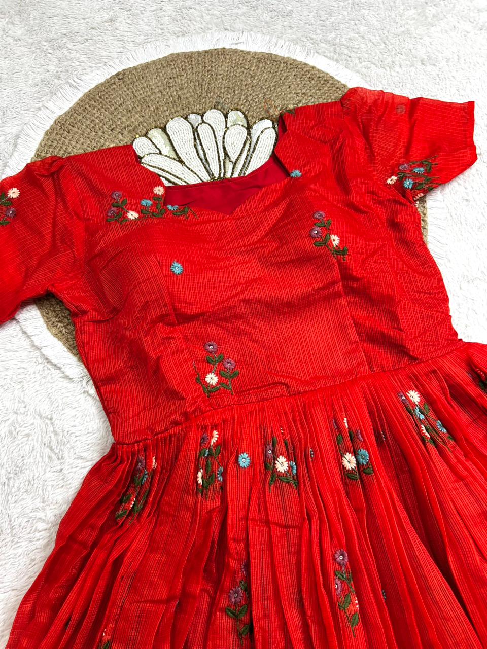 Kota checks embroidery gowns