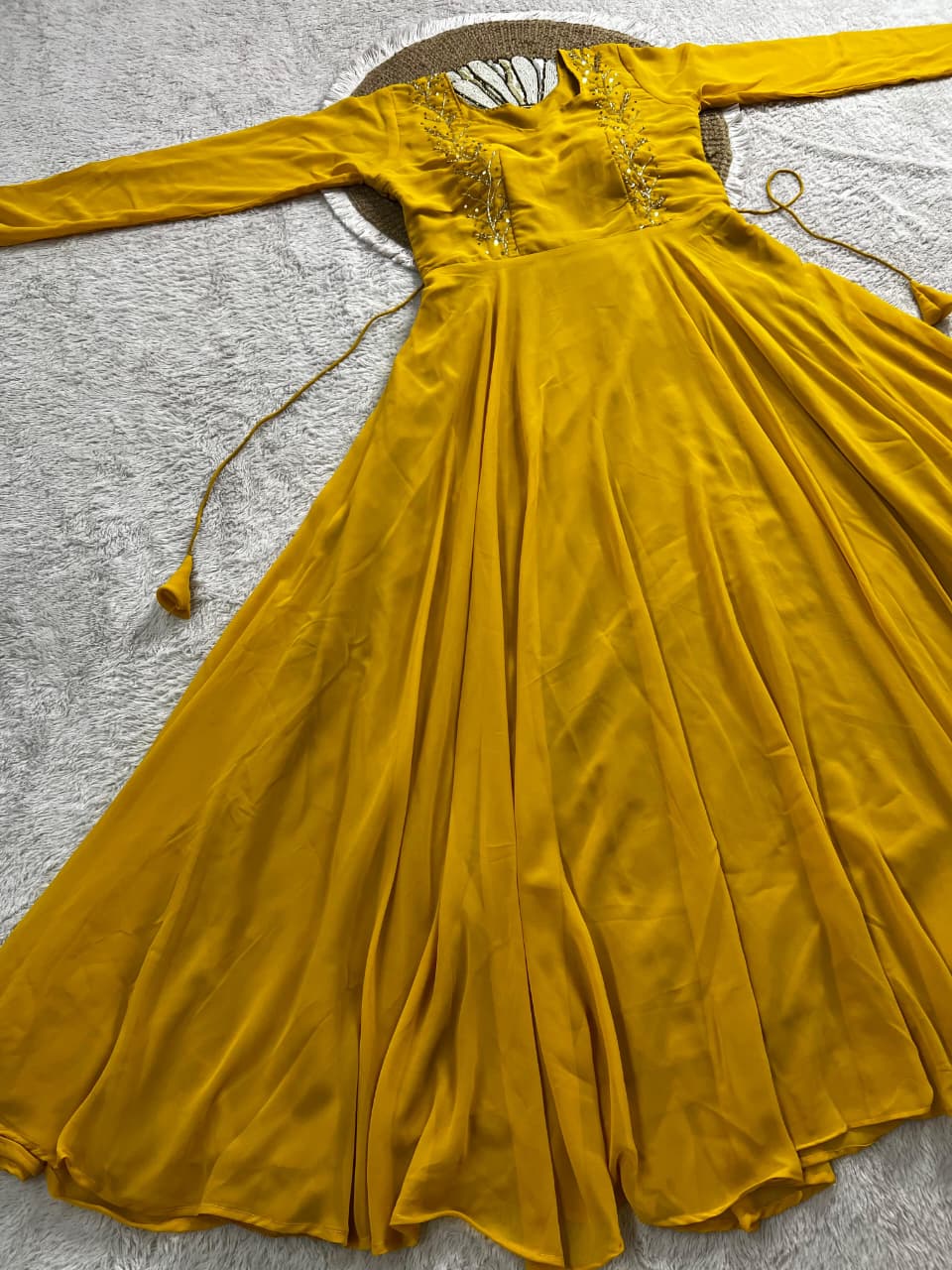 Blooming georgette maggam work gown