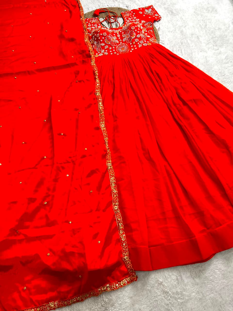 Heavy Maggam Work Gown with dupatta