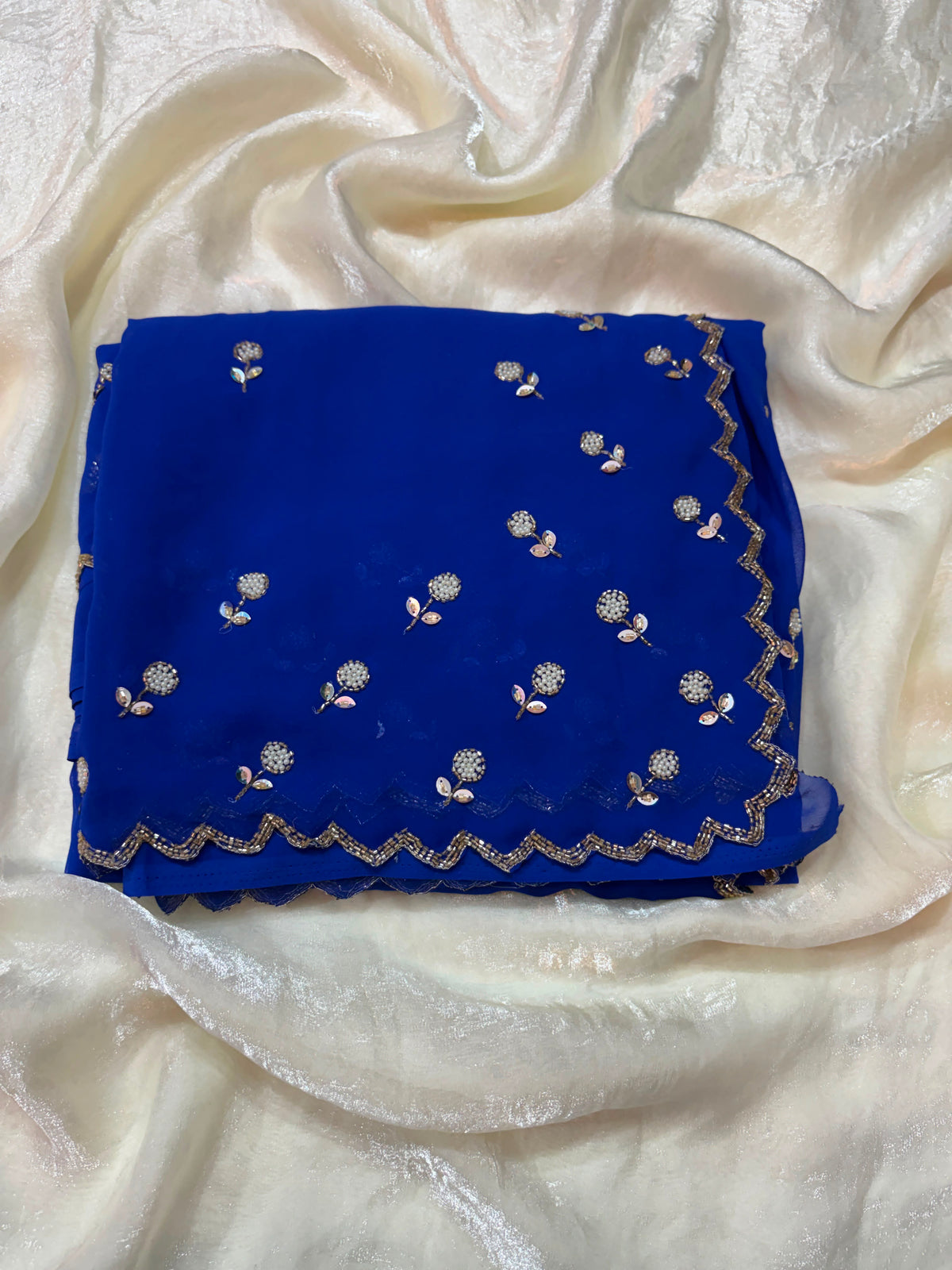 Georgette Gold beeds designer saree ✨