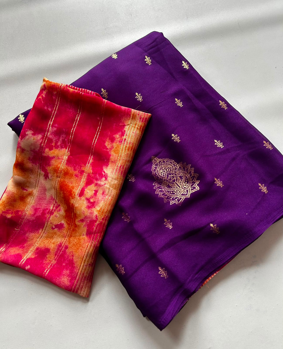 Moss shiffon foil print saree ✨