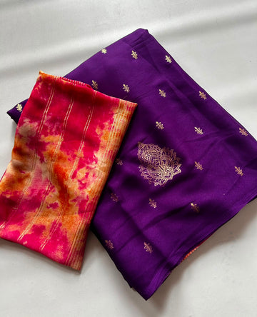 Moss shiffon foil print saree ✨