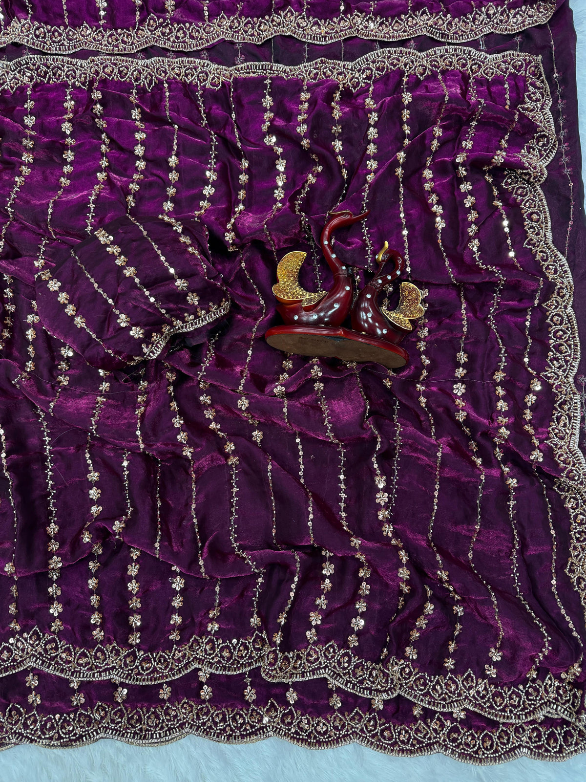 Viral gold Beads work saree