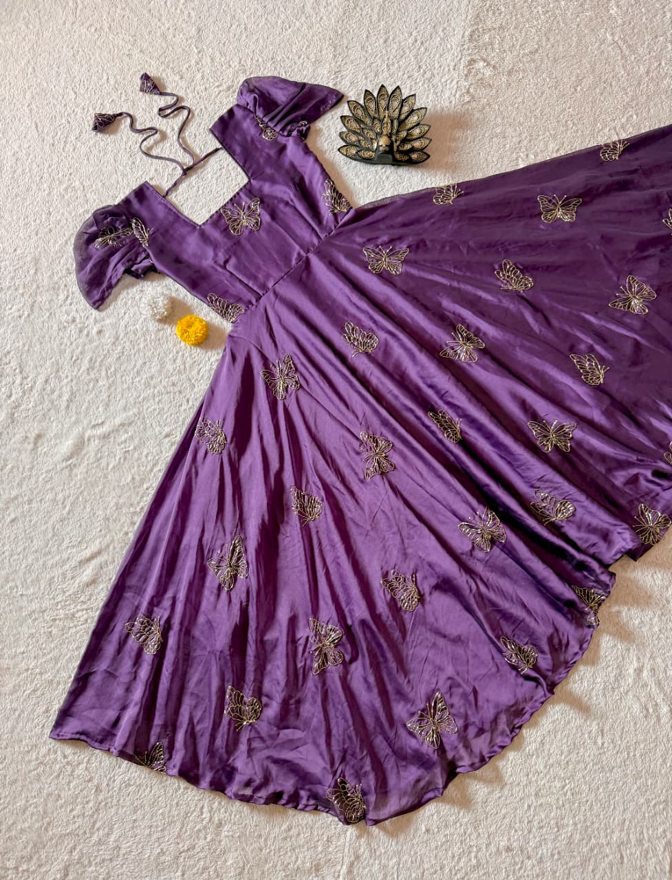 Butterfly rangoli silk frock ✨