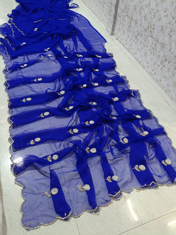 Royal georgette hand work saree✨